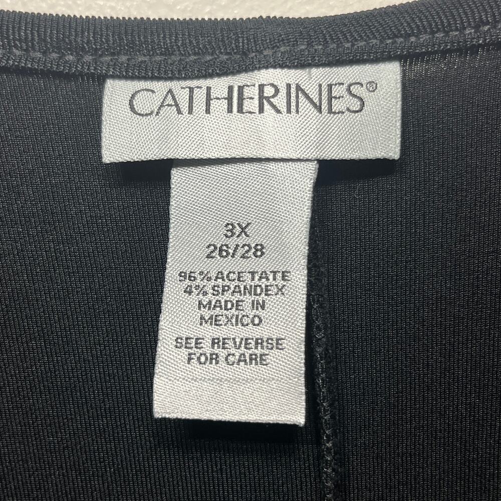 Catherines Tunic Black Gold Studded Asymmetrical Evening Dressy Slinky Knit 3X - Picture 5 of 6